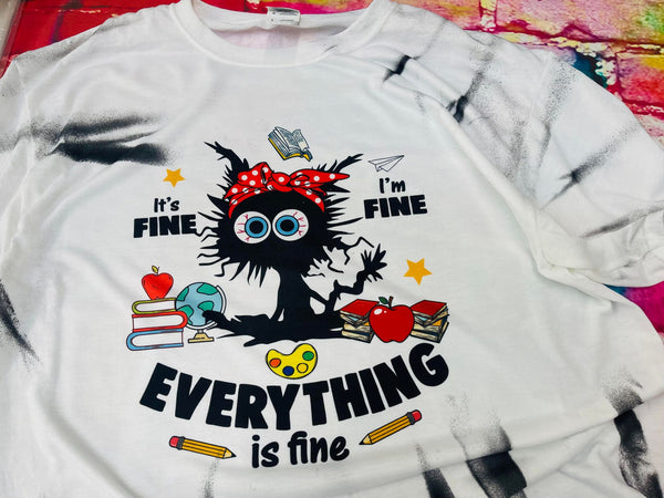Everything is Fine Teacher Cat Shirt