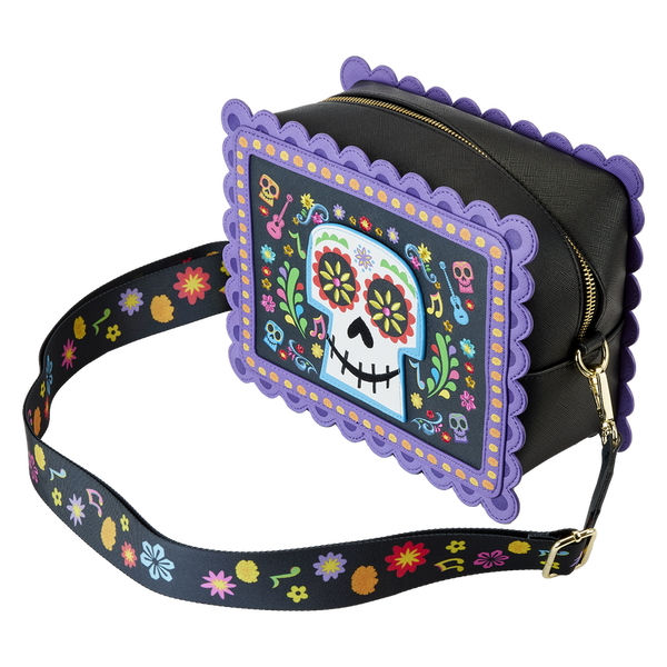 Loungefly Pixar Coco Miguel Calavera Floral Skull Crossbody Bag