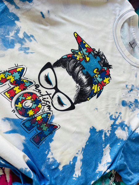 Autism Mom Bleach Dye Shirt