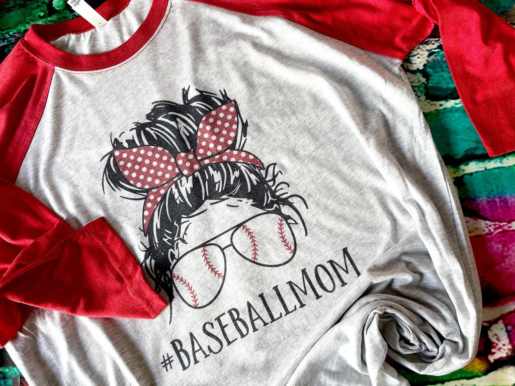#Baseball Mom 3/4 Sleeve Raglen