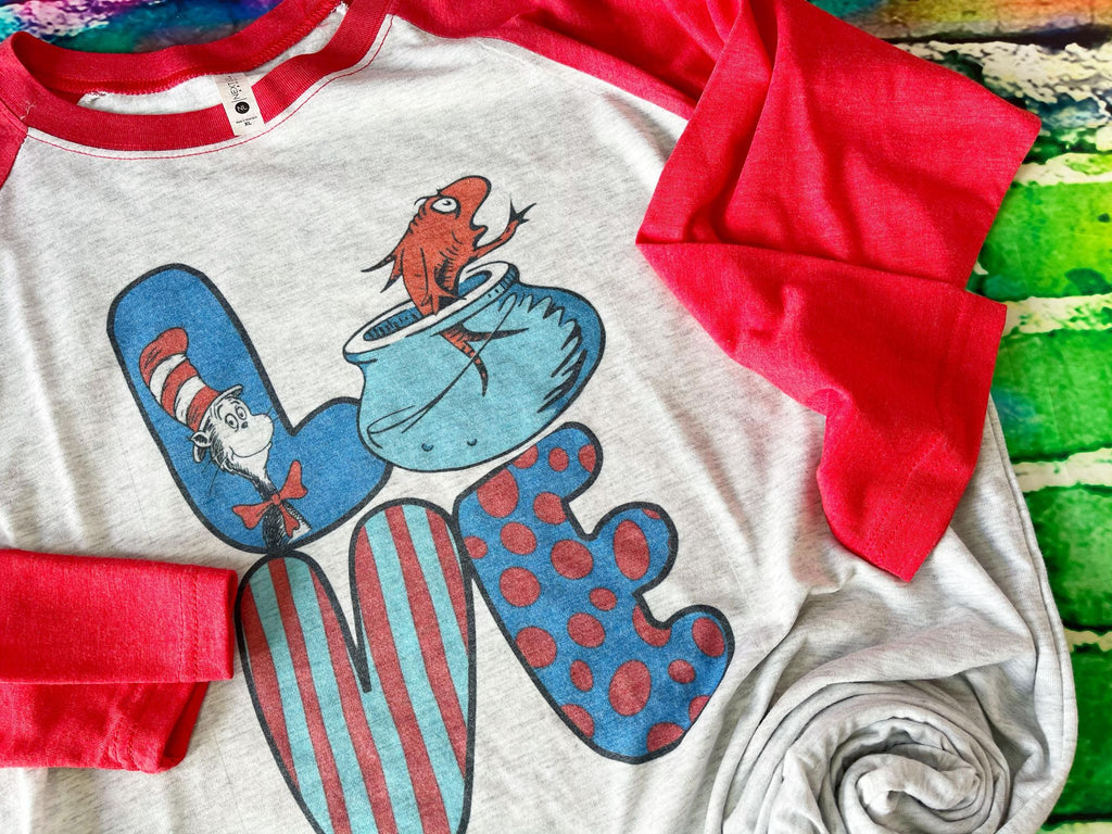 Love 3/4 Sleeve Raglan Shirt