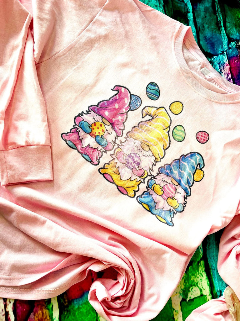 Easter Gnomes Bleach Dye T-Shirt
