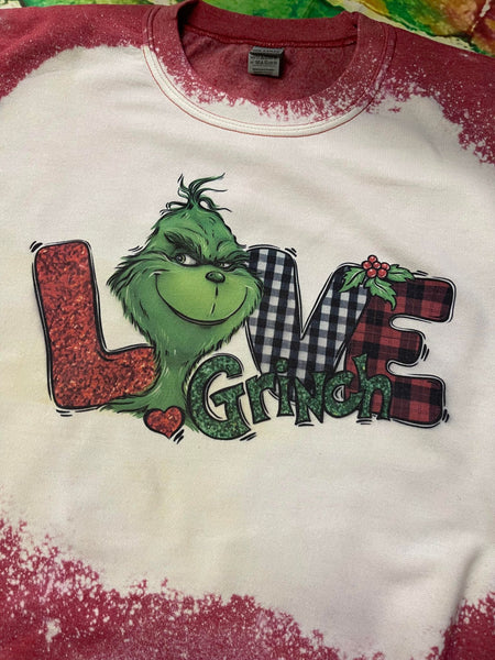 Love Grinch Bleach Dye Shirt
