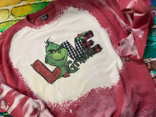 Love Grinch Bleach Dye Shirt