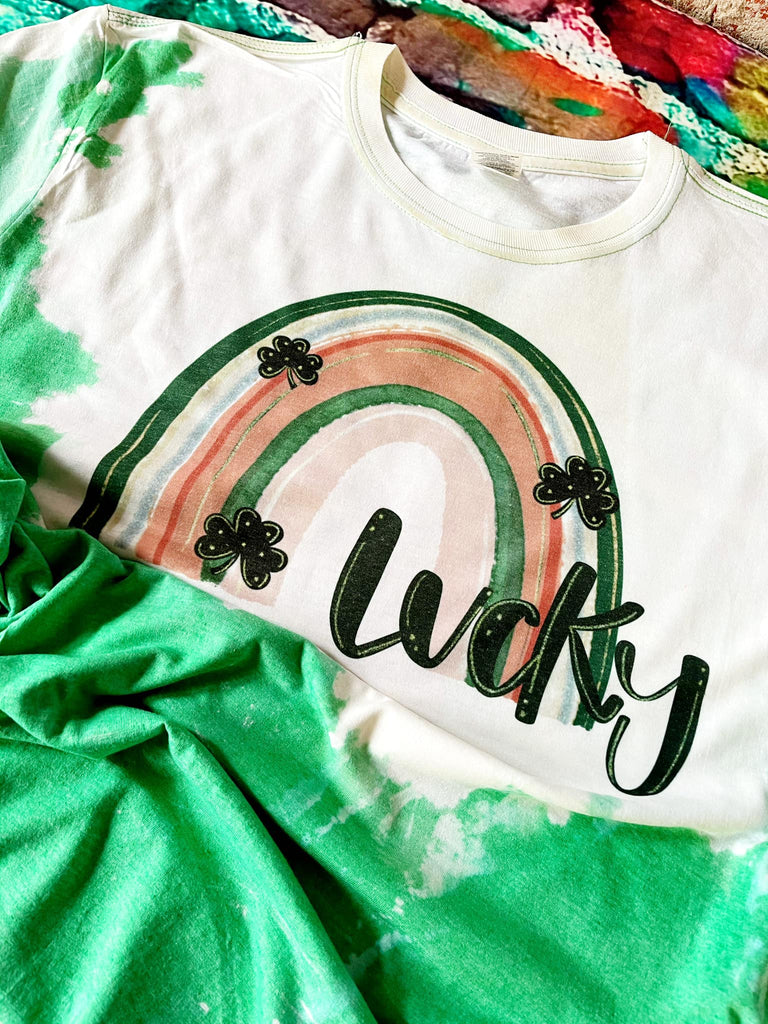 Lucky Rainbow Bleach Out Tee