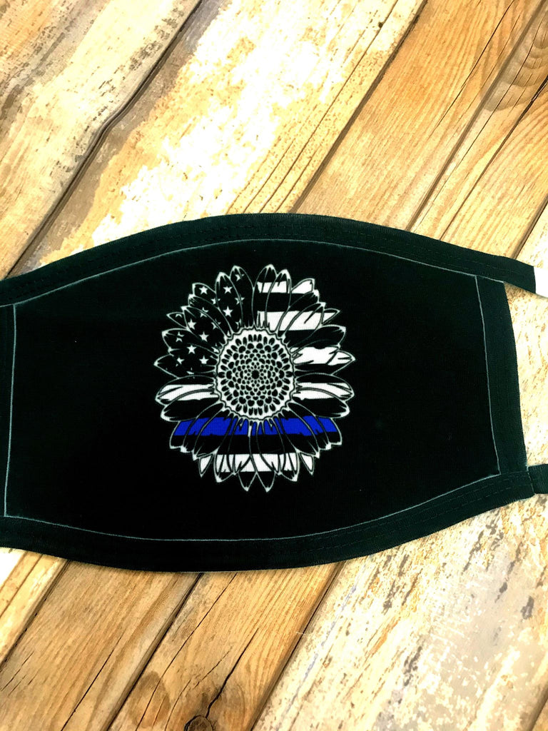 Police Flag Flower Mask