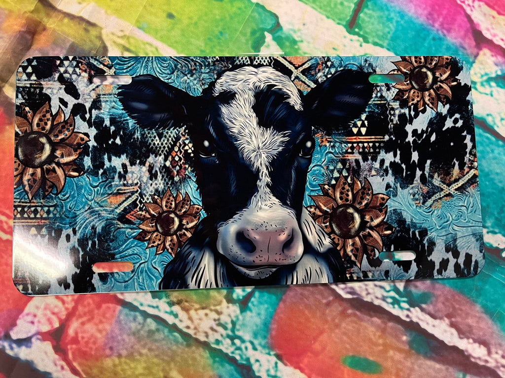 Western Cow License Plate