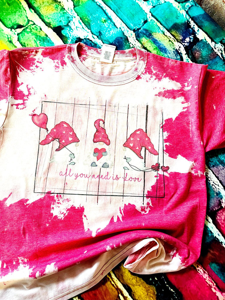 All You Need Is Love Gnomes Bleach Out T-Shirt
