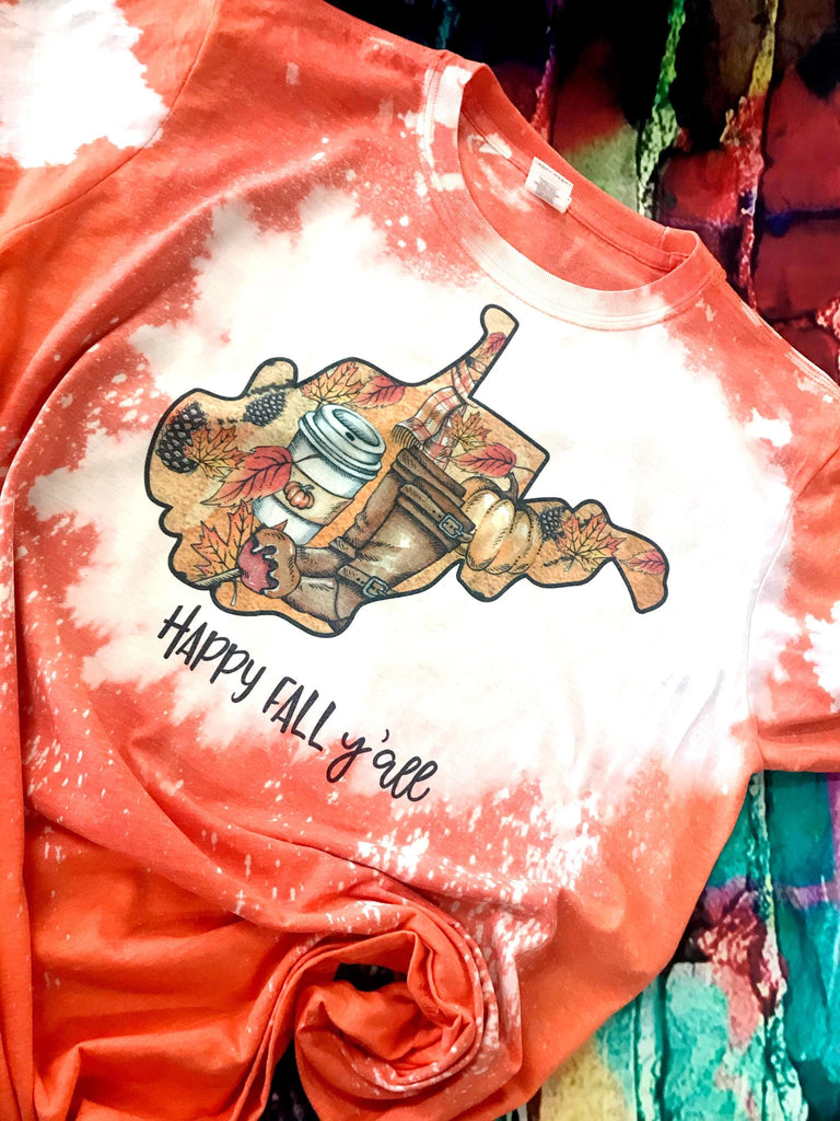 Happy Fall Y'all Bleached T-Shirt