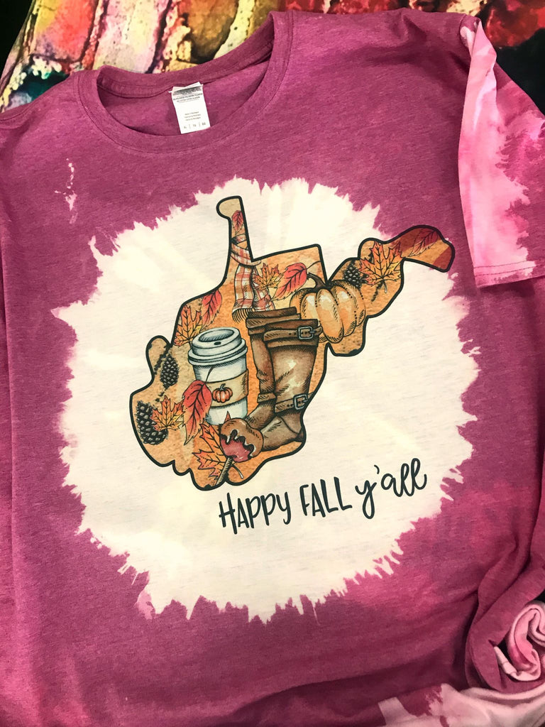 Happy Fall Y'all Bleached T-Shirt