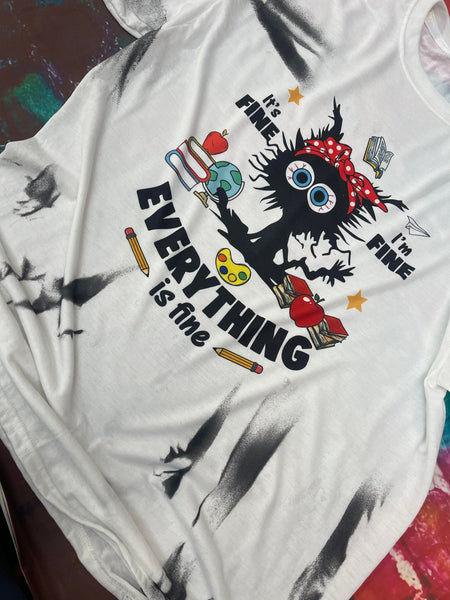 Everything is Fine Teacher Cat Shirt