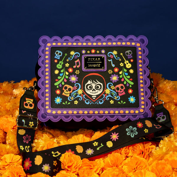 Loungefly Pixar Coco Miguel Calavera Floral Skull Crossbody Bag