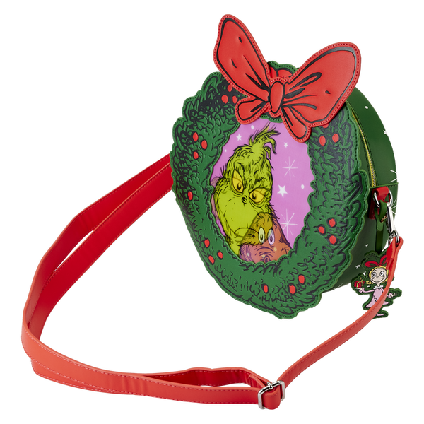 Loungefly Dr. Seuss' How the Grinch Stole Christmas! Wreath Lenticular Crossbody Bag