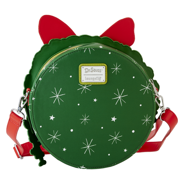 Loungefly Dr. Seuss' How the Grinch Stole Christmas! Wreath Lenticular Crossbody Bag