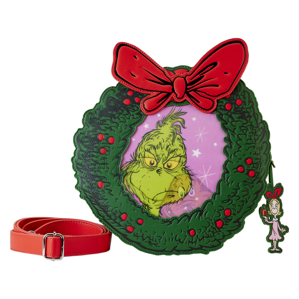 Loungefly Dr. Seuss' How the Grinch Stole Christmas! Wreath Lenticular Crossbody Bag