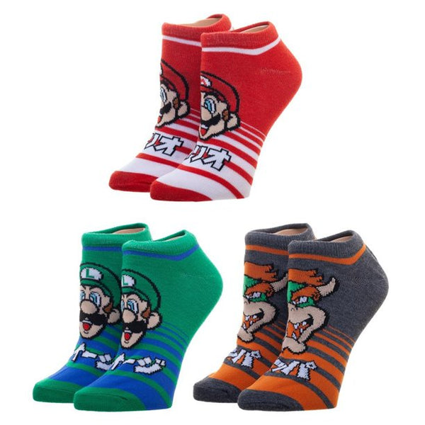 Nintendo Super Mario 3 Pack Ankle Socks - Bioworld