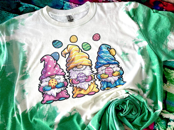 Easter Gnomes Bleach Dye T-Shirt