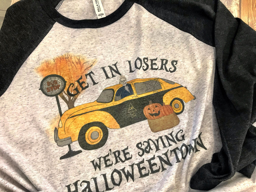 Get In Losers Halloweentown 3/4 Sleeve Baseball T-Shirt Raglan