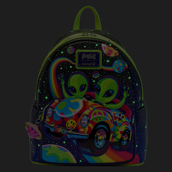 Loungefly Lisa Frank Cosmic Alien Ride Glow in the Dark Mini Backpack