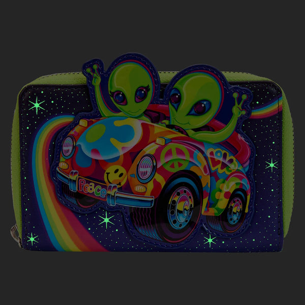 Loungefly Lisa Frank Cosmic Alien Glow in the Dark Zip Around Wallet