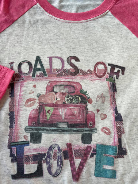 Loads of Love 3/4 Sleeve Raglan Valantines Shirt