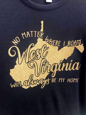 West Virginia No Matter Where I Roam Glitter T-Shirt