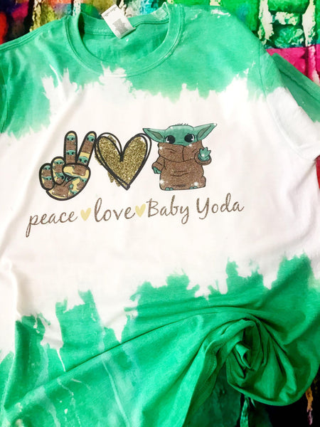 Peace Love Baby Y Bleach Out T-Shirt