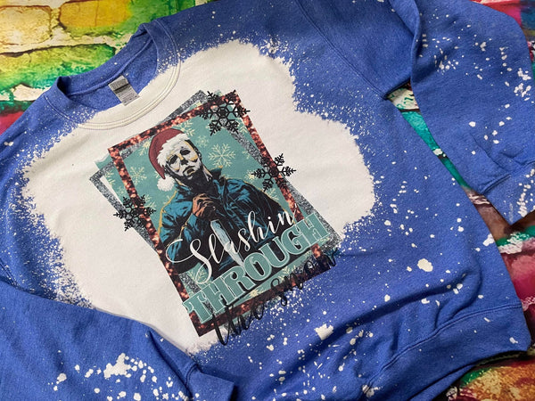 Slashing Through the Snow Bleach Dye Shirt