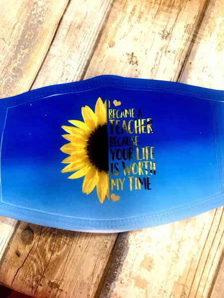 Teacher Sunflower Face Mask