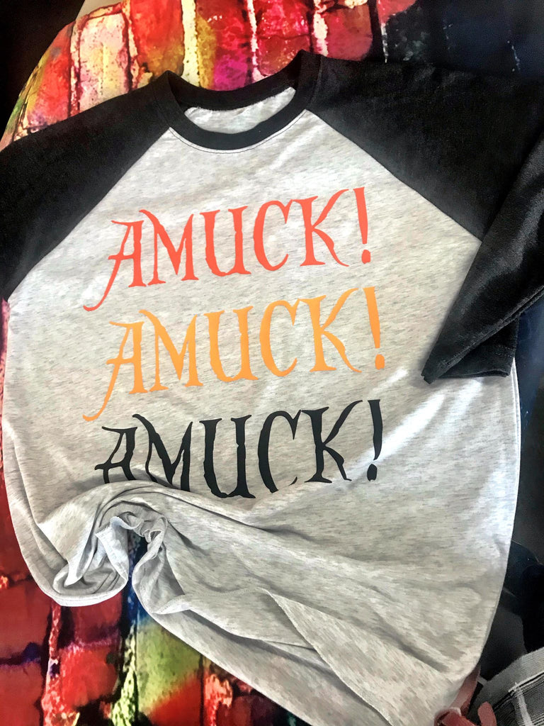Amuck! Amuck! Amuck! 3/4 Sleeve Baseball T-Shirt Raglan