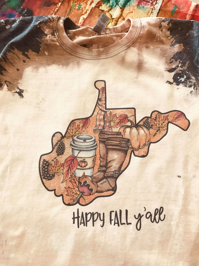 Happy Fall Y'all Bleached T-Shirt